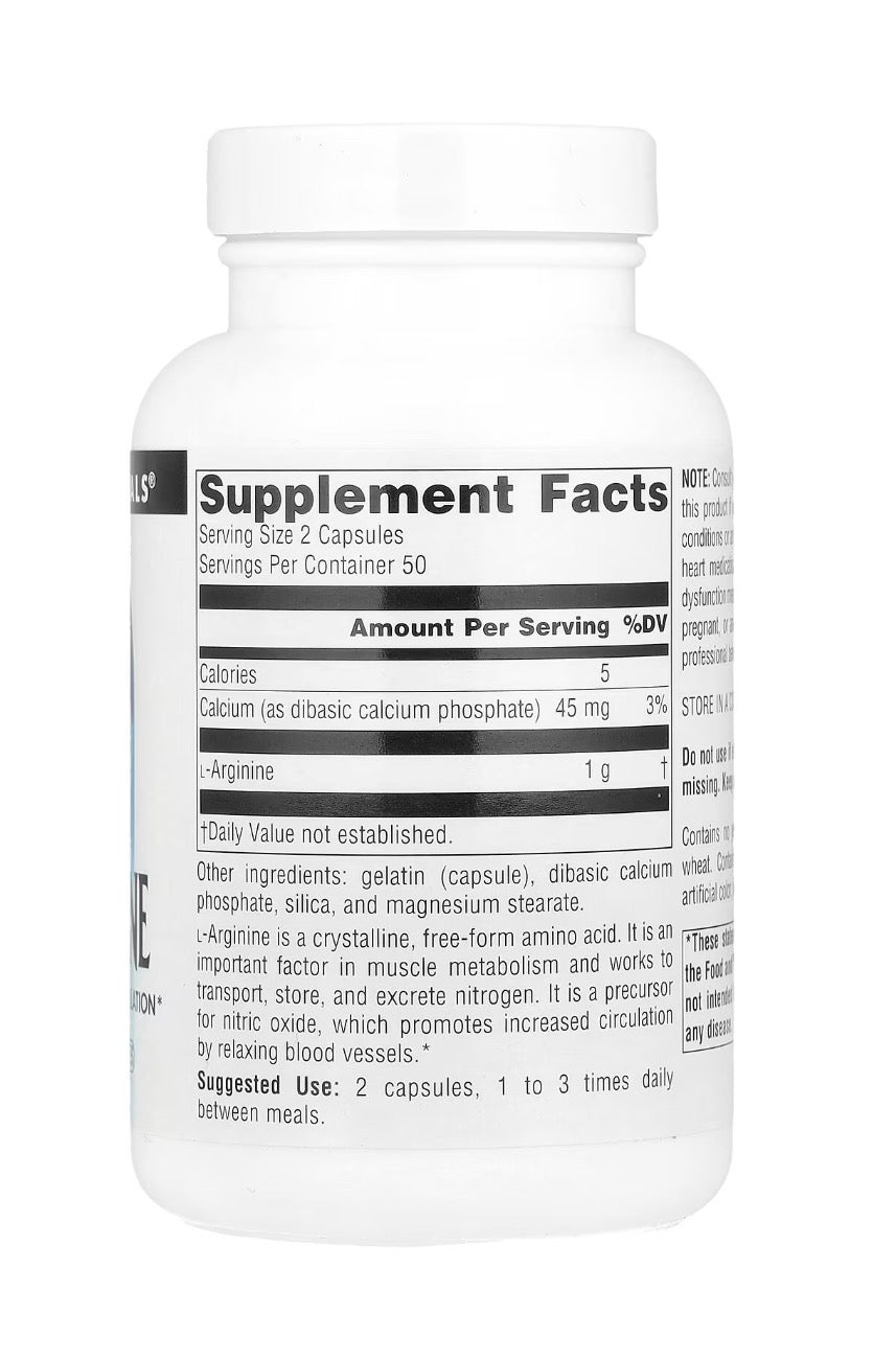 L-arginina 500 mg 100 comprimidos Source Naturals