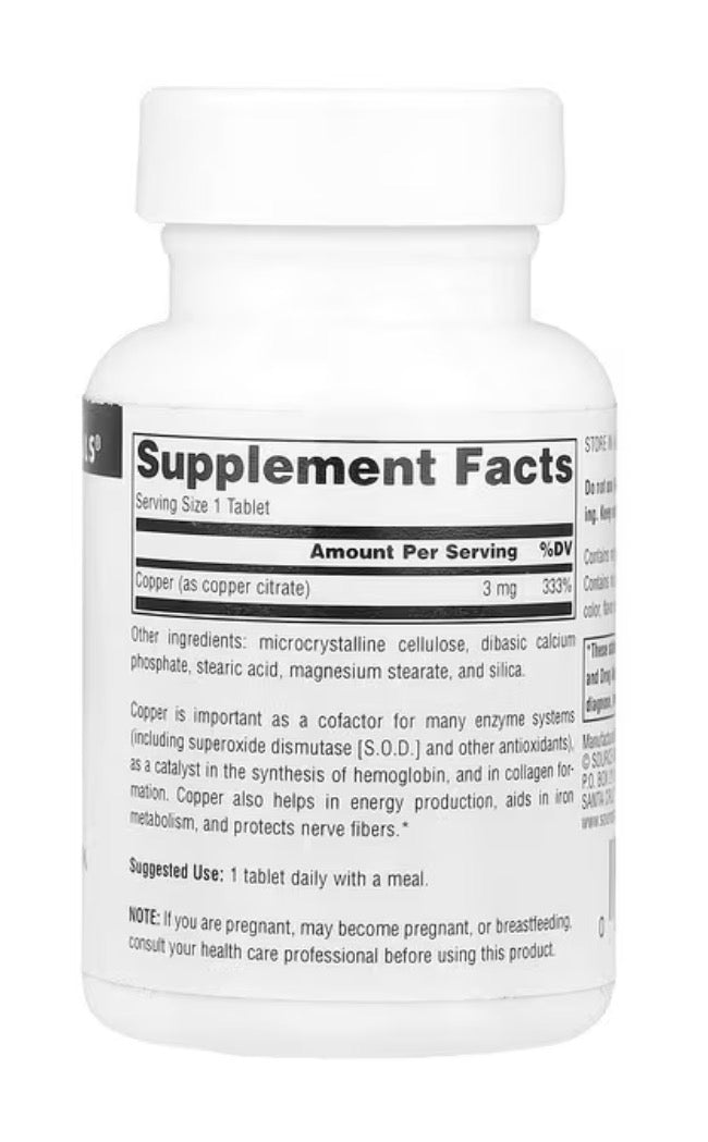 Cobre 3 mg SOURCE NATURALS