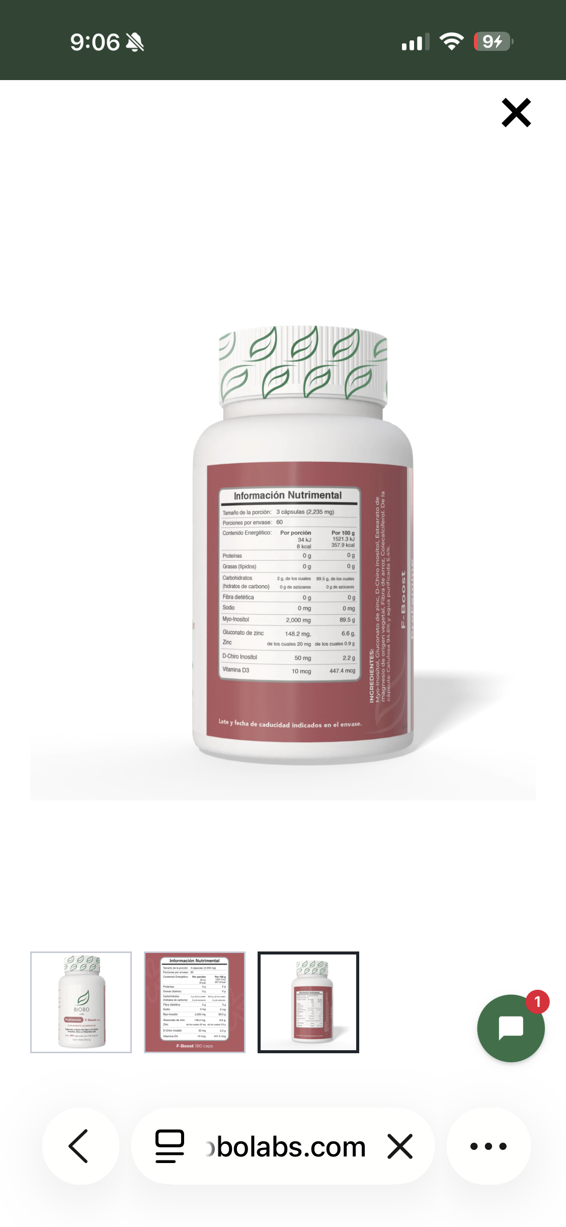 BIOBO INOSITOL  ProFemme F-Boost 60 días | 180 cápsulas